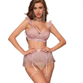 Women Sexy Lace Bra and Panty Set Strappy Babydoll Bodysuit Nightwear
